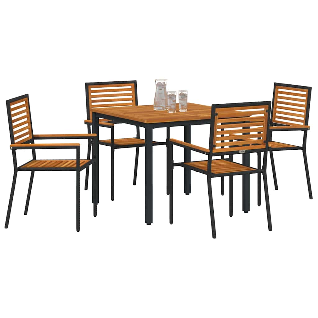 Garden Dining Set 5 pcs Black and Brown Poly Rattan