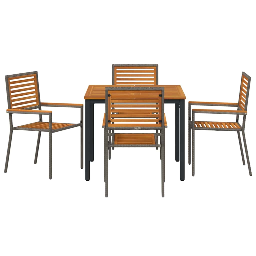 Garden Dining Set 5 pcs Grey and Brown Poly Rattan