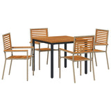 Garden Dining Set 5 pcs Beige and Brown Poly Rattan