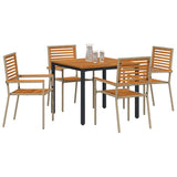 Garden Dining Set 5 pcs Beige and Brown Poly Rattan