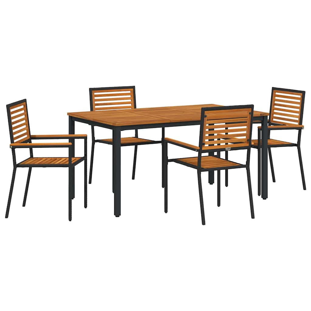 Garden Dining Set 5 pcs Black Poly Rattan