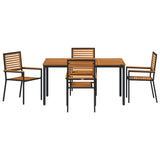 Garden Dining Set 5 pcs Black Poly Rattan