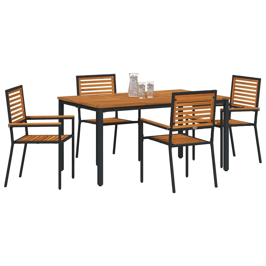 Garden Dining Set 5 pcs Black Poly Rattan