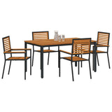 Garden Dining Set 5 pcs Black Poly Rattan