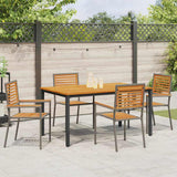 Garden Dining Set 5 pcs Grey 150 x 90 x 75 cm Poly Rattan