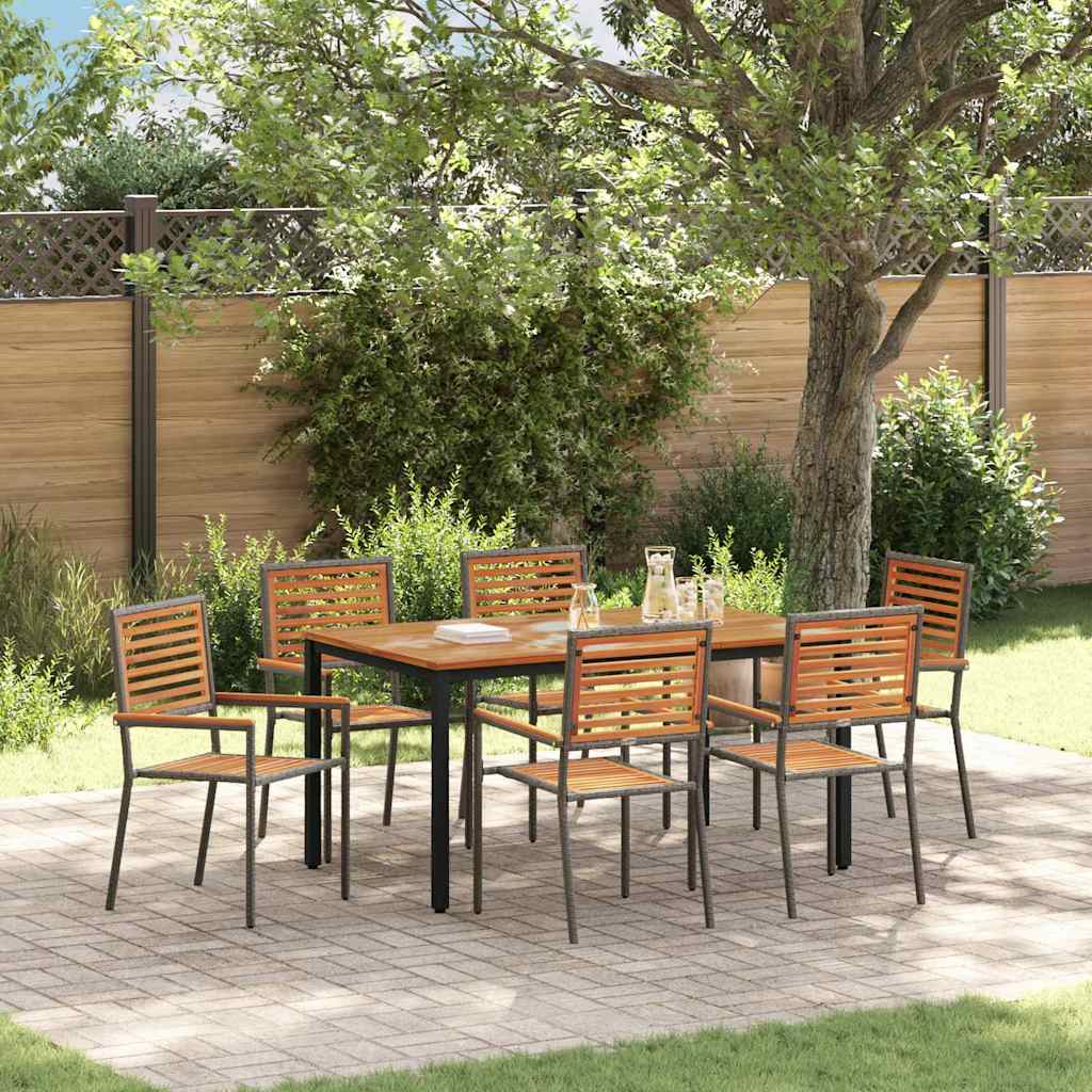 Garden Dining Set 7 pcs Grey and Natural Poly Rattan