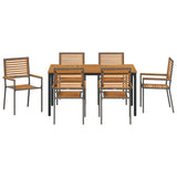 Garden Dining Set 7 pcs Grey and Natural Poly Rattan