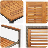 Garden Dining Set 9 pcs Grey and Natural Teak Poly Rattan