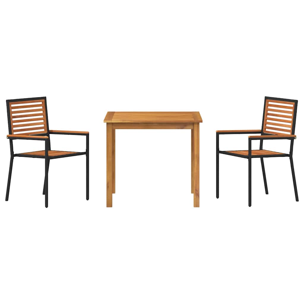 Garden Dining Set 3 pcs Black Poly rattan
