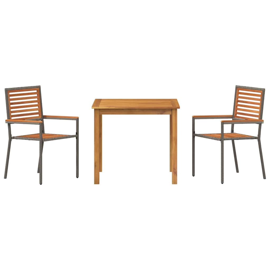Garden Dining Set 3 pcs Grey Poly rattan