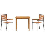 Garden Dining Set 3 pcs Grey Poly rattan