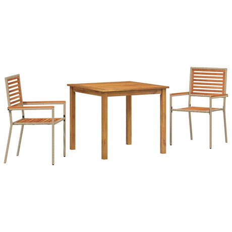 Garden Dining Set 3 pcs Beige Poly rattan