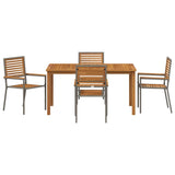 Garden Dining Set 5 pcs Grey Poly rattan