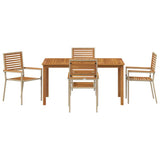 Garden Dining Set 5 pcs Beige Poly rattan
