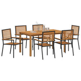 Garden Dining Set 7 pcs Black Poly rattan