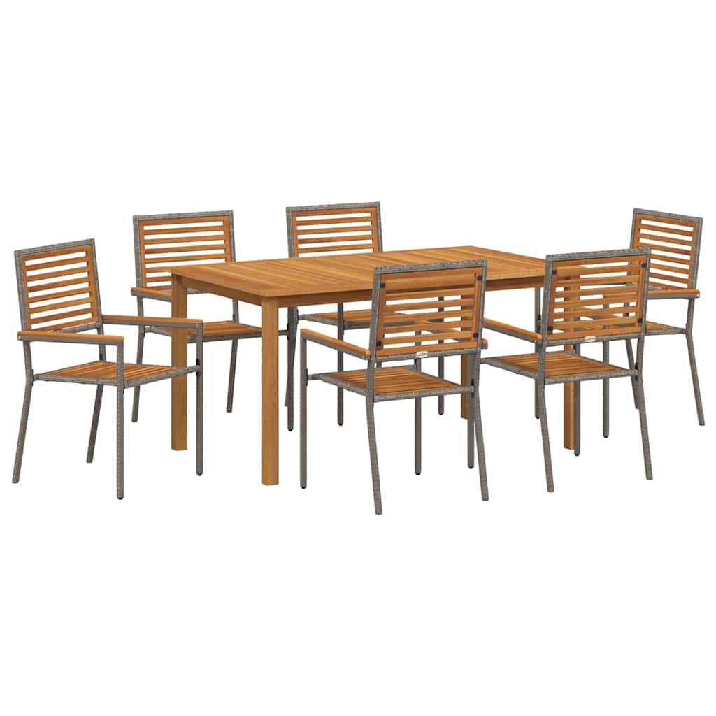 Garden Dining Set 7 pcs Grey Poly rattan