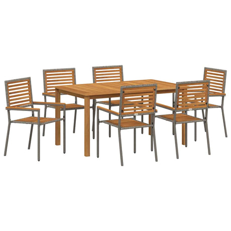 Garden Dining Set 7 pcs Grey Poly rattan
