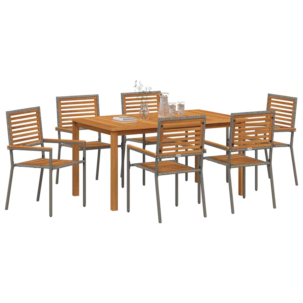 Garden Dining Set 7 pcs Grey Poly rattan