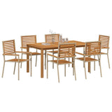 Garden Dining Set 7 pcs Beige Poly rattan