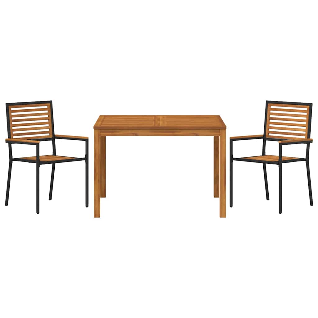 Garden Dining Set 3 pcs Black Poly rattan
