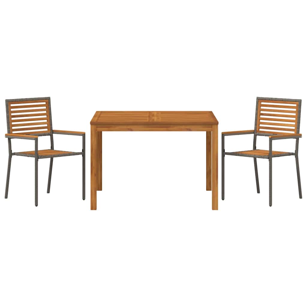 Garden Dining Set 3 pcs Grey Poly rattan