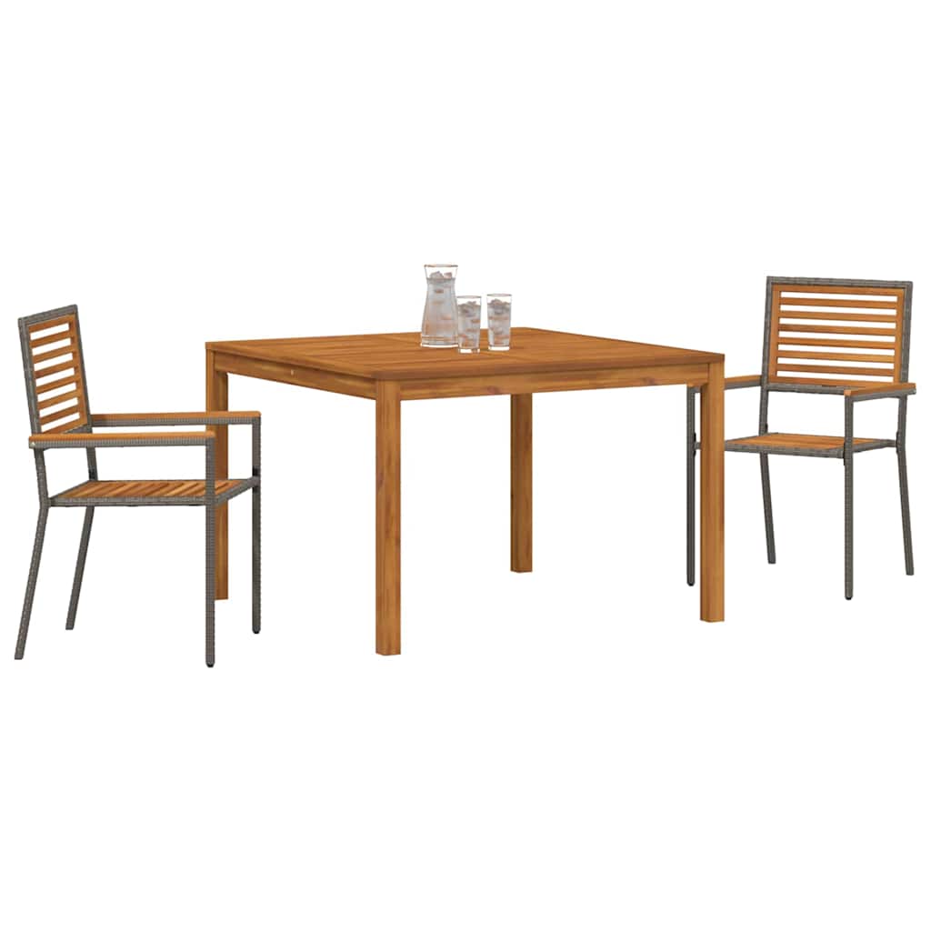 Garden Dining Set 3 pcs Grey Poly rattan