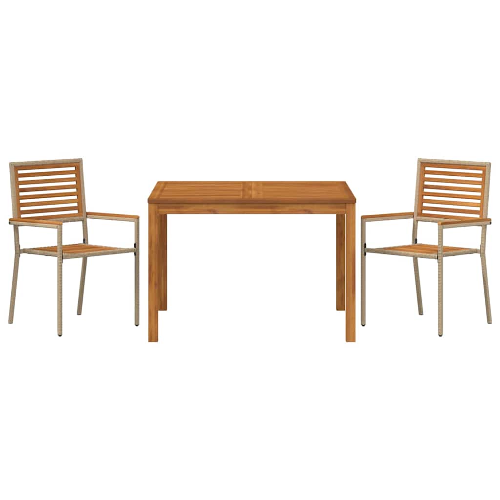 Garden Dining Set 3 pcs Beige Poly rattan