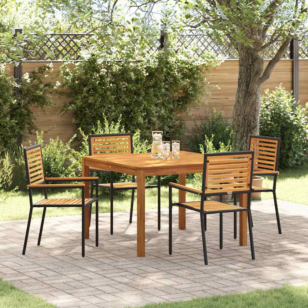 Garden Dining Set 5 pcs Black Poly rattan