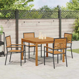 Garden Dining Set 5 pcs Black Poly rattan