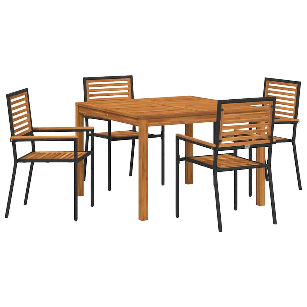 Garden Dining Set 5 pcs Black Poly rattan