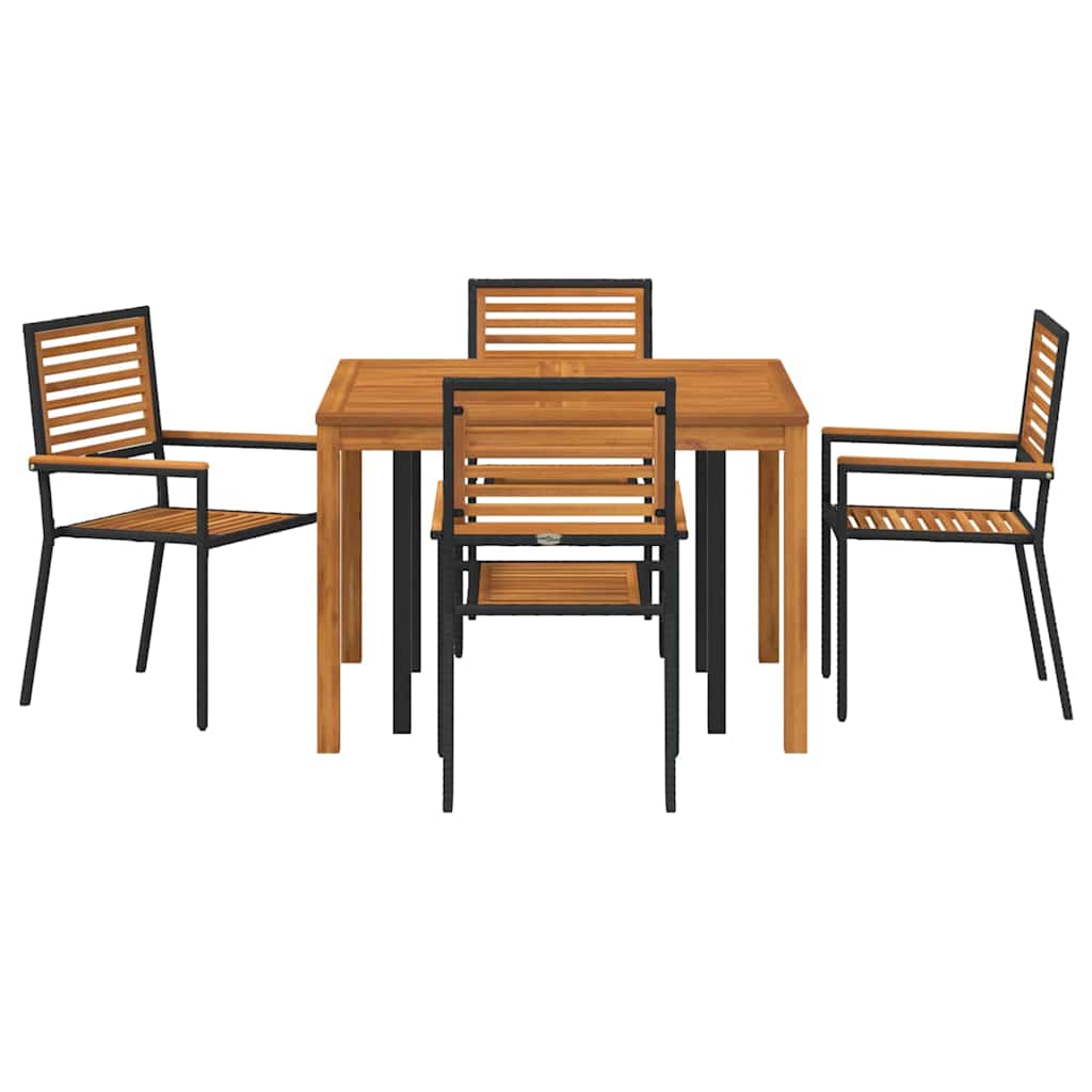 Garden Dining Set 5 pcs Black Poly rattan