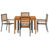 Garden Dining Set 5 pcs Black Poly rattan