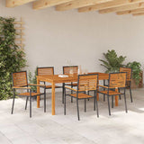 Garden Dining Set 7 pcs Black Poly rattan