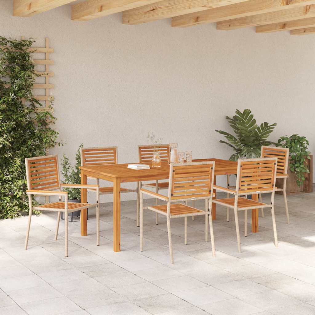 Garden Dining Set 7 pcs Beige Poly rattan