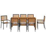 Garden Dining Set 9 pcs Black Poly rattan