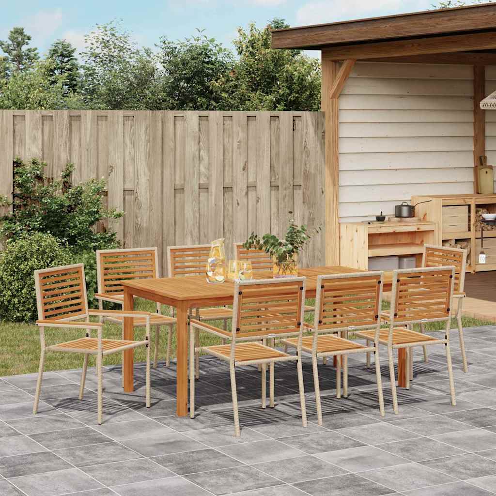 Garden Dining Set 9 pcs Beige Poly rattan