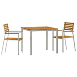 Garden Dining Set 3 pcs Solid acacia wood & stainless steel