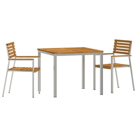 Garden Dining Set 3 pcs Solid acacia wood & stainless steel