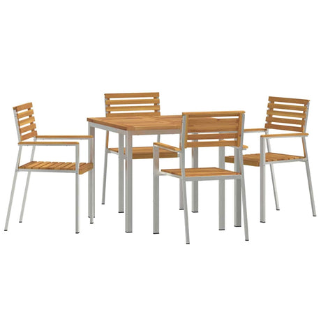 Garden Dining Set 5 pcs Solid acacia wood & stainless steel