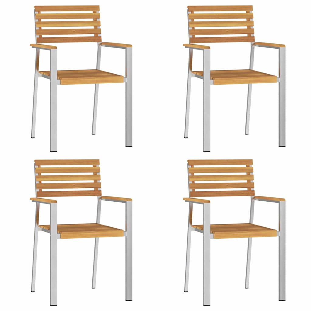 Garden Dining Set 5 pcs Solid acacia wood & stainless steel