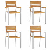 Garden Dining Set 5 pcs Solid acacia wood & stainless steel