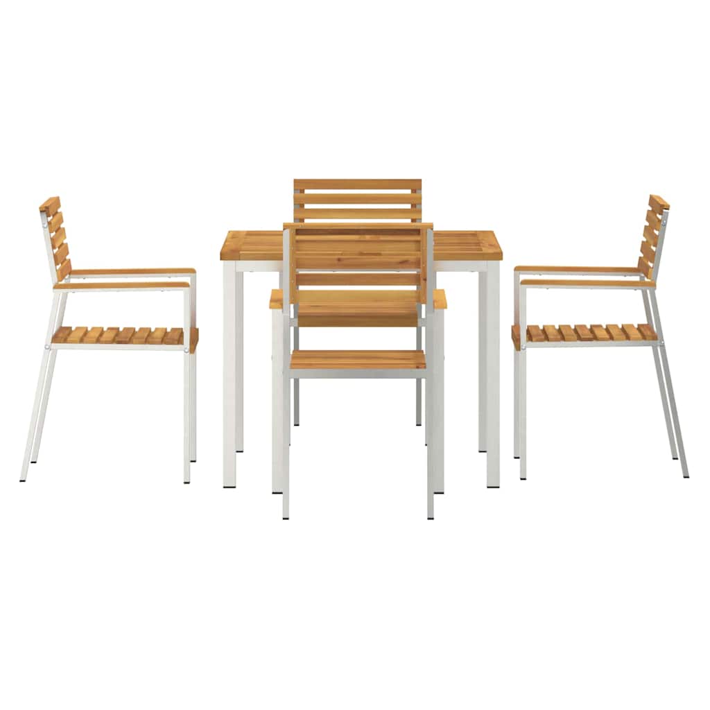 Garden Dining Set 5 pcs Solid acacia wood & stainless steel