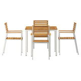 Garden Dining Set 5 pcs Solid acacia wood & stainless steel