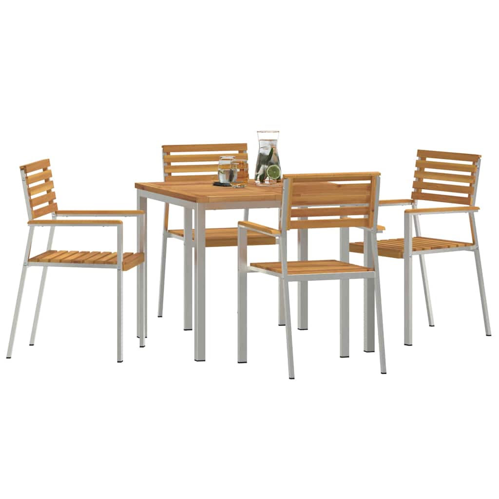 Garden Dining Set 5 pcs Solid acacia wood & stainless steel