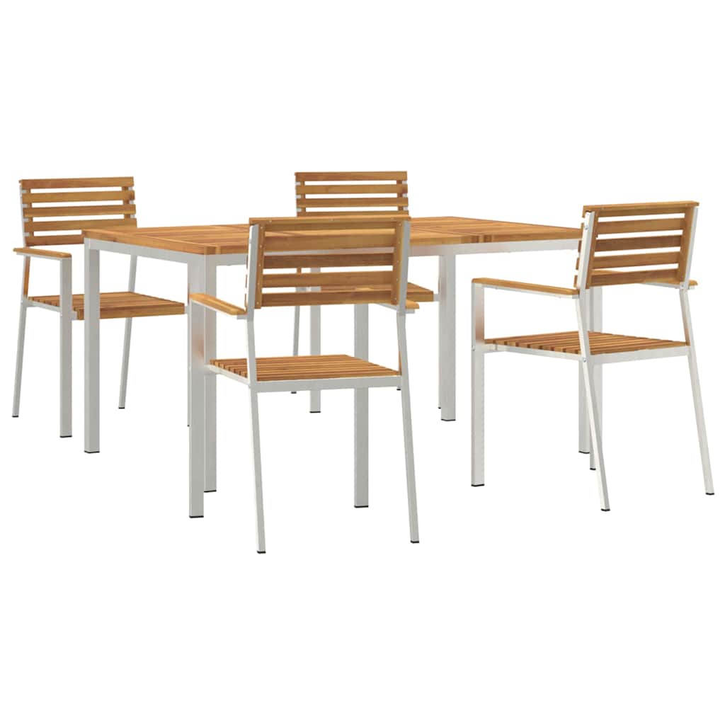 Garden Dining Set 5 pcs Solid acacia wood & stainless steel