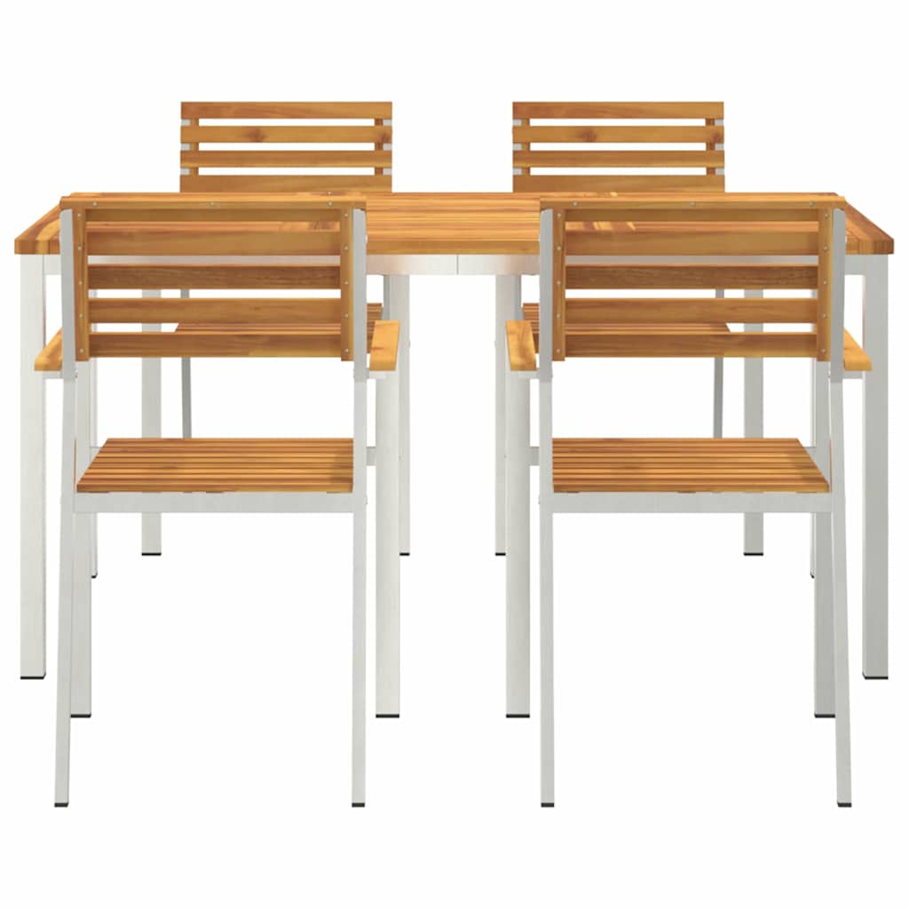 Garden Dining Set 5 pcs Solid acacia wood & stainless steel