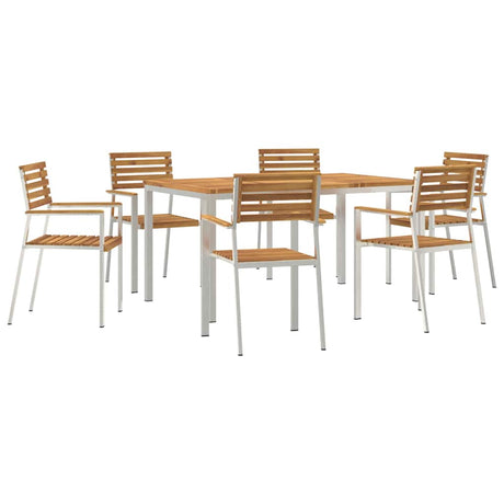 Garden Dining Set 7 pcs Solid acacia wood & stainless steel
