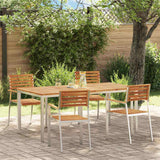 Garden Dining Set 5 pcs Solid acacia wood & stainless steel