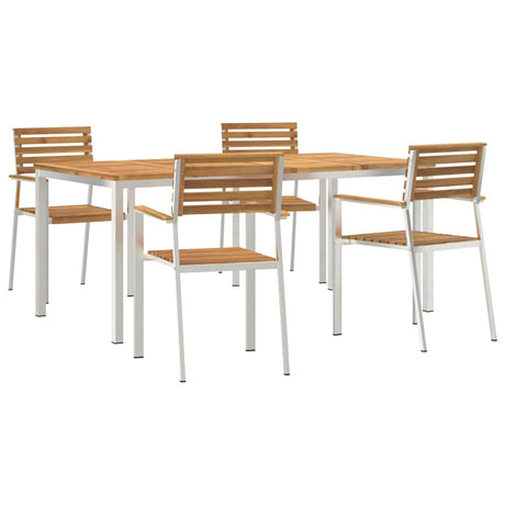 Garden Dining Set 5 pcs Solid acacia wood & stainless steel