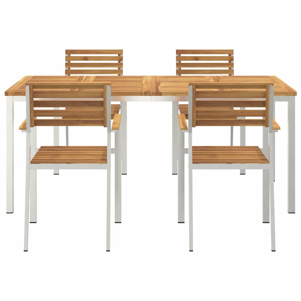 Garden Dining Set 5 pcs Solid acacia wood & stainless steel